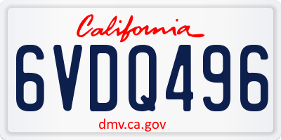CA license plate 6VDQ496