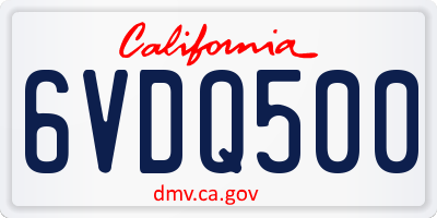 CA license plate 6VDQ500
