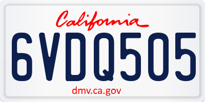 CA license plate 6VDQ505