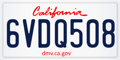 CA license plate 6VDQ508