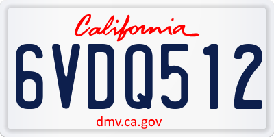 CA license plate 6VDQ512