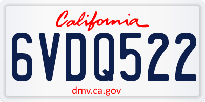 CA license plate 6VDQ522