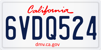 CA license plate 6VDQ524
