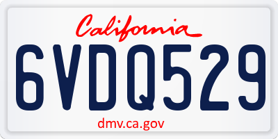 CA license plate 6VDQ529
