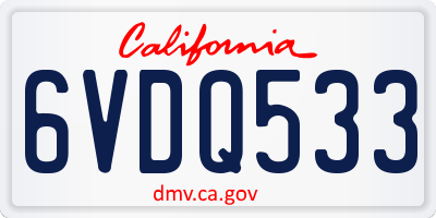 CA license plate 6VDQ533