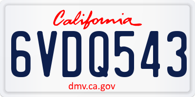 CA license plate 6VDQ543