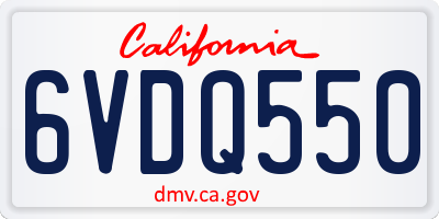 CA license plate 6VDQ550
