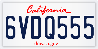 CA license plate 6VDQ555