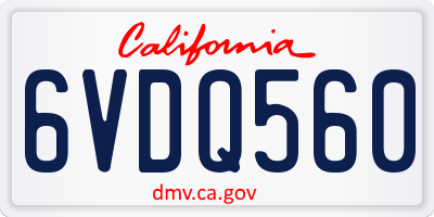 CA license plate 6VDQ560