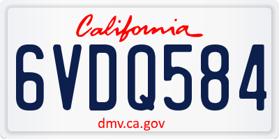 CA license plate 6VDQ584