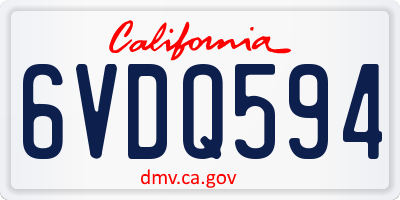 CA license plate 6VDQ594