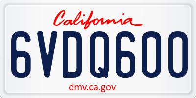 CA license plate 6VDQ600