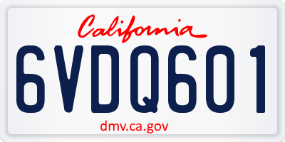 CA license plate 6VDQ601