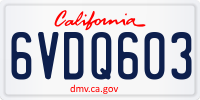 CA license plate 6VDQ603