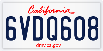 CA license plate 6VDQ608