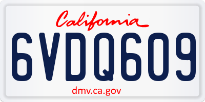 CA license plate 6VDQ609