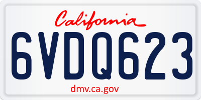 CA license plate 6VDQ623