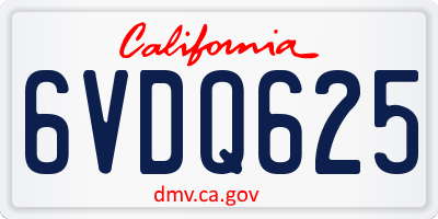 CA license plate 6VDQ625