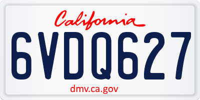 CA license plate 6VDQ627