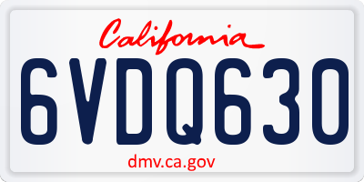 CA license plate 6VDQ630