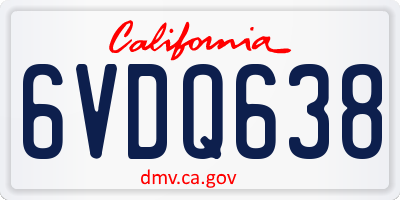 CA license plate 6VDQ638