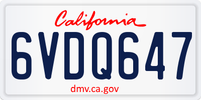 CA license plate 6VDQ647