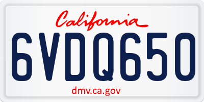 CA license plate 6VDQ650