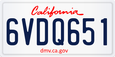 CA license plate 6VDQ651