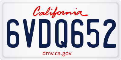 CA license plate 6VDQ652
