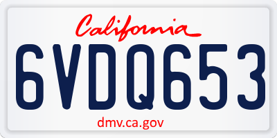 CA license plate 6VDQ653