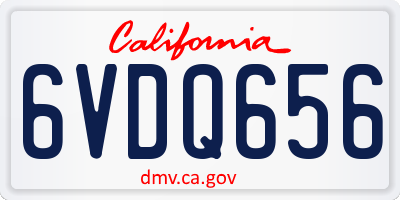 CA license plate 6VDQ656