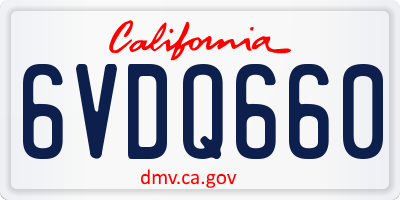 CA license plate 6VDQ660