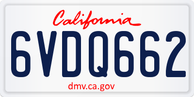 CA license plate 6VDQ662