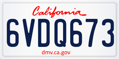 CA license plate 6VDQ673