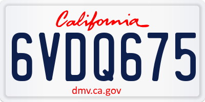 CA license plate 6VDQ675