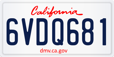 CA license plate 6VDQ681