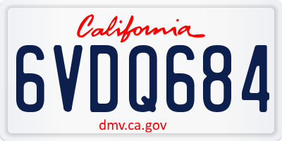 CA license plate 6VDQ684