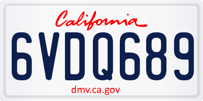 CA license plate 6VDQ689