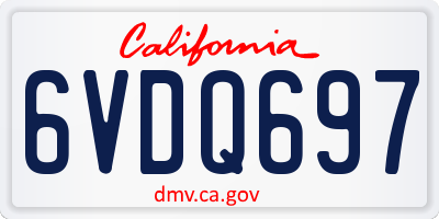 CA license plate 6VDQ697