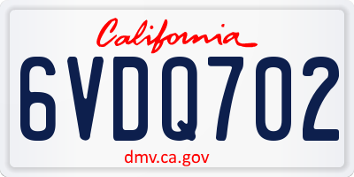CA license plate 6VDQ702