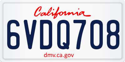 CA license plate 6VDQ708