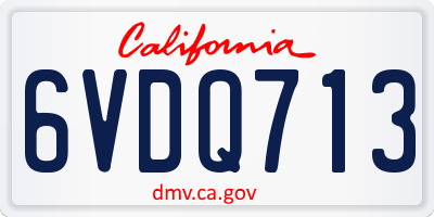 CA license plate 6VDQ713