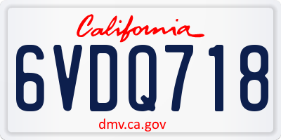 CA license plate 6VDQ718