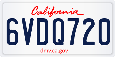 CA license plate 6VDQ720