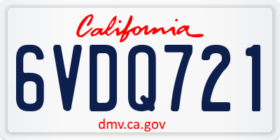 CA license plate 6VDQ721