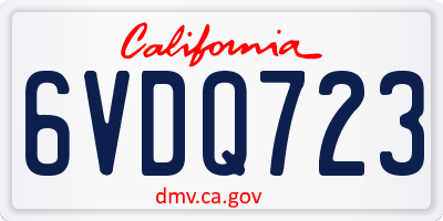 CA license plate 6VDQ723