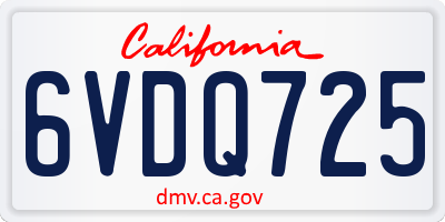 CA license plate 6VDQ725