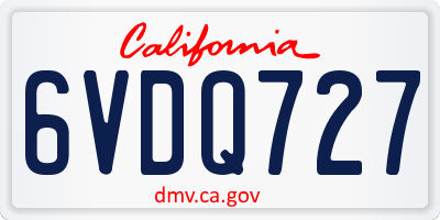 CA license plate 6VDQ727