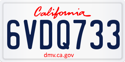 CA license plate 6VDQ733