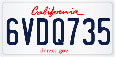 CA license plate 6VDQ735